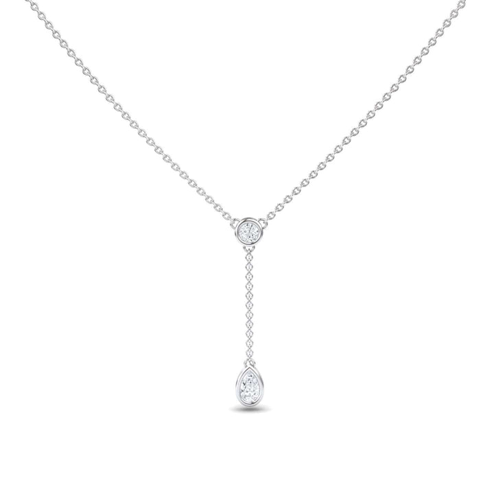 White Diamond Elegant Drop Necklace - Daniela