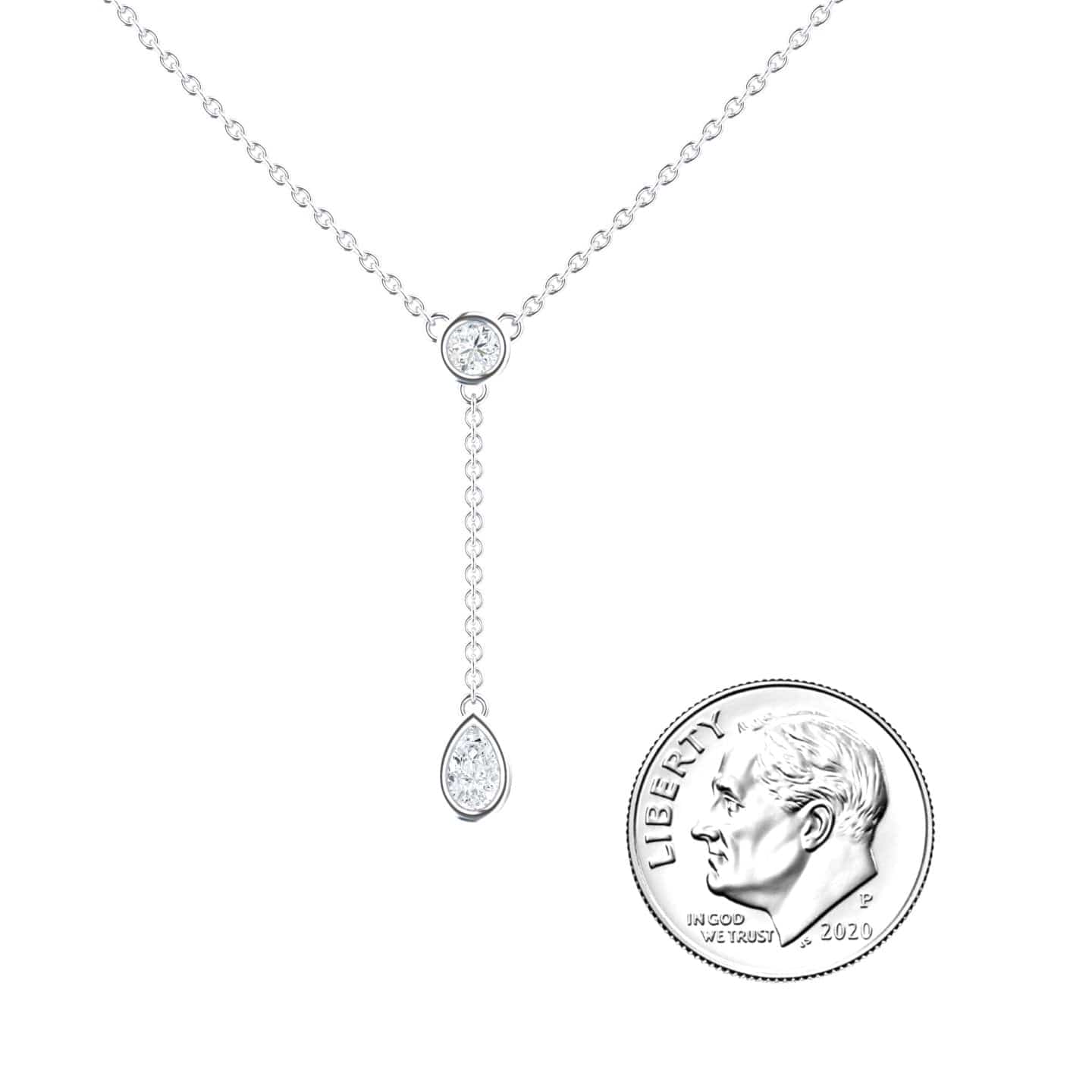 White Diamond Elegant Drop Necklace - Daniela