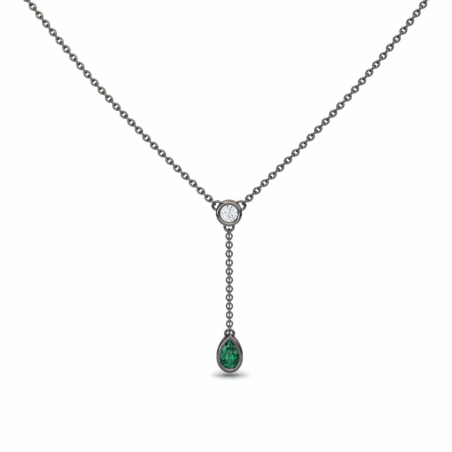 Emerald & Diamond Elegant Drop Necklace - Daniela