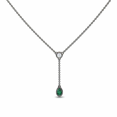 Emerald & Diamond Elegant Drop Necklace - Daniela