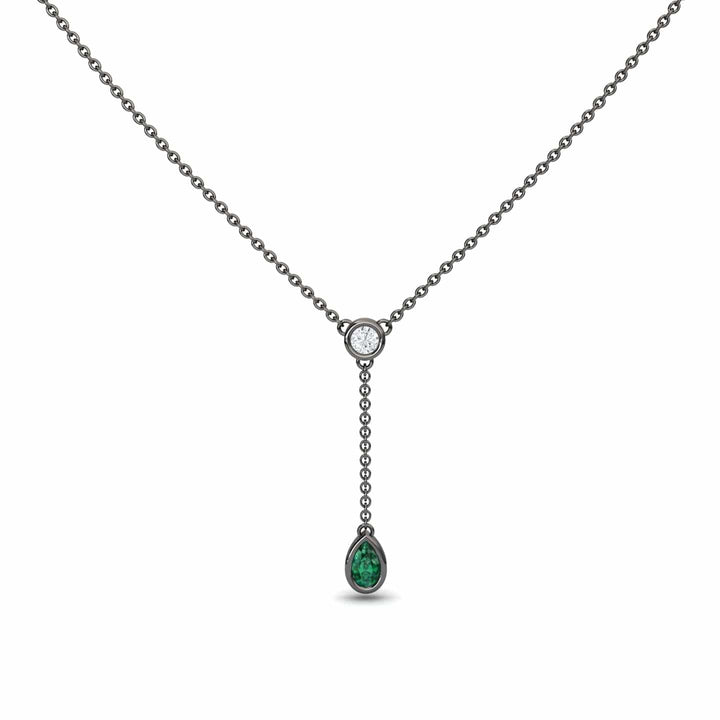 Emerald & Diamond Elegant Drop Necklace - Daniela