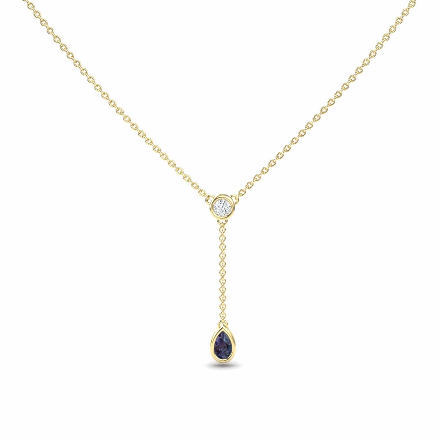 Lab Grown Alexandrite & Diamond Elegant Drop Necklace - Daniela