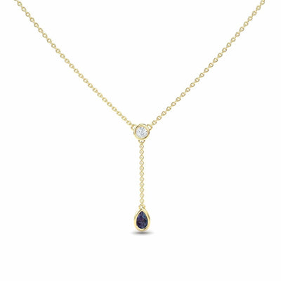 Lab Grown Alexandrite & Diamond Elegant Drop Necklace