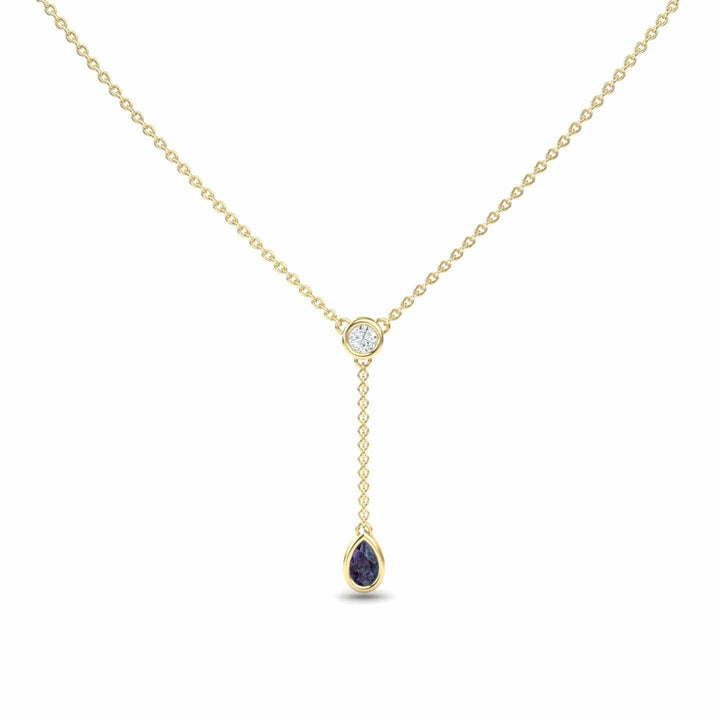 Lab Grown Alexandrite & Diamond Elegant Drop Necklace - Daniela