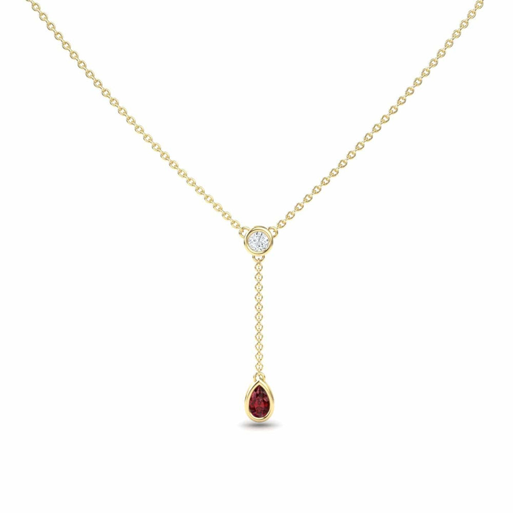 Ruby & Diamond Elegant Drop Necklace - Daniela