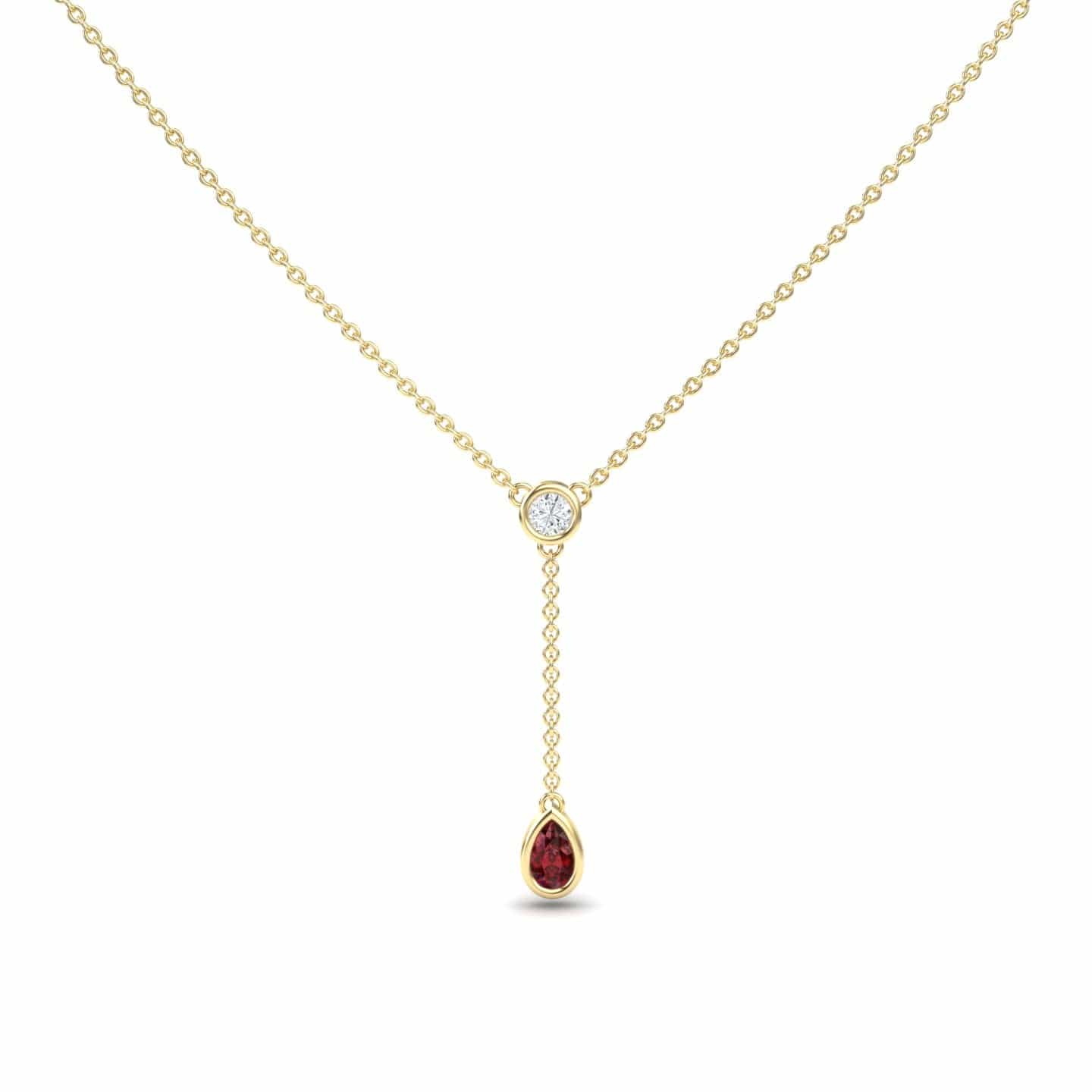 Ruby & Diamond Elegant Drop Necklace - Daniela