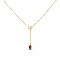 Ruby & Diamond Elegant Drop Necklace - Daniela