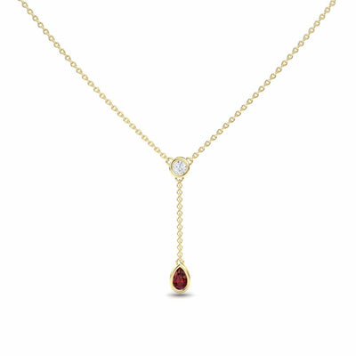 Ruby & Diamond Elegant Drop Necklace
