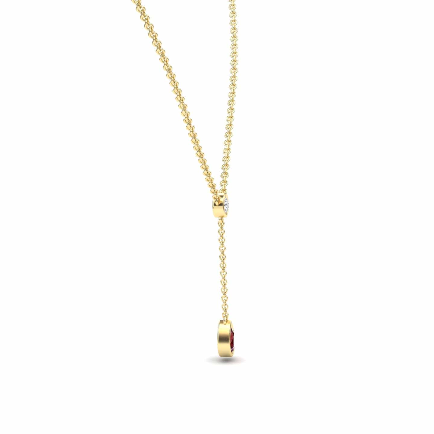 Ruby & Diamond Elegant Drop Necklace - Daniela