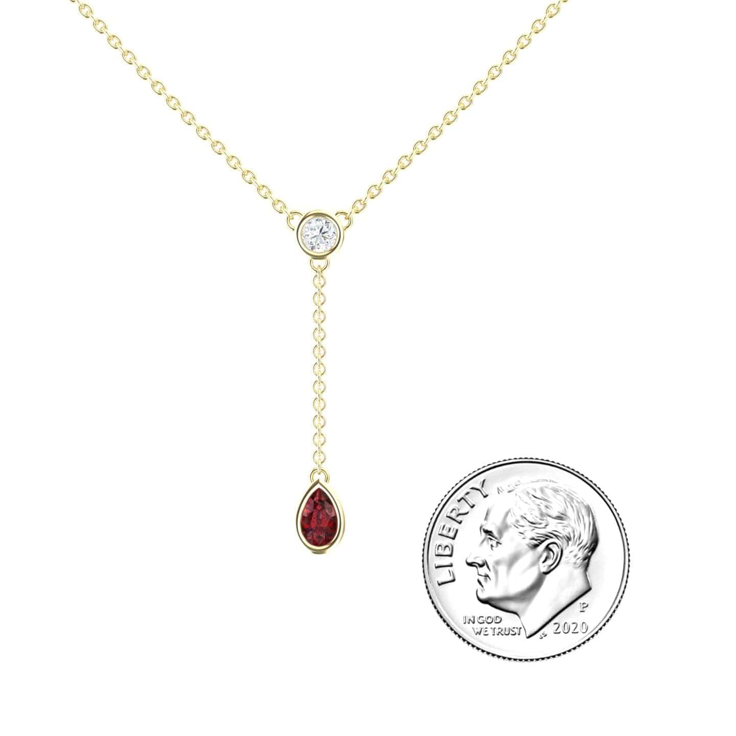 Ruby & Diamond Elegant Drop Necklace - Daniela