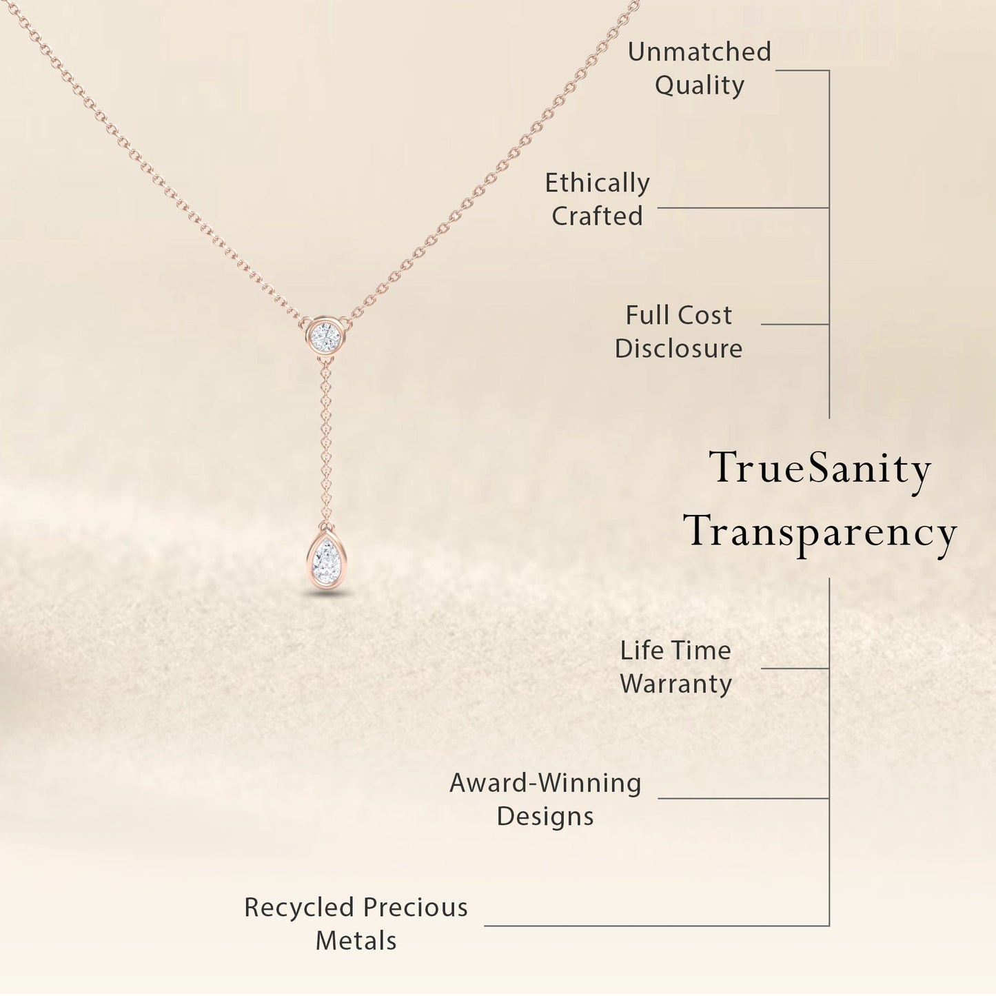 White Diamond Elegant Drop Necklace - Daniela