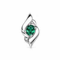 Lab Grown Emerald Silver Shell Style Pendant - Iris