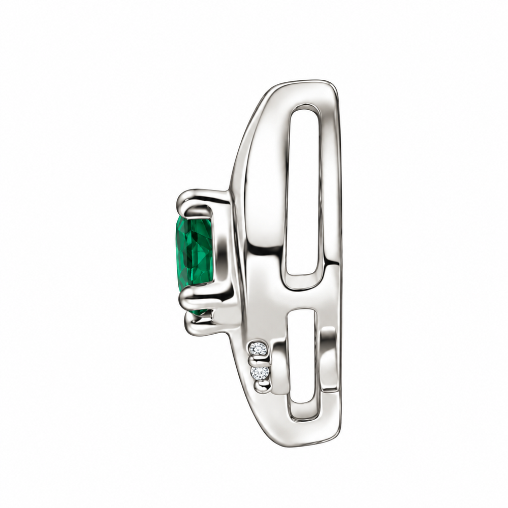 Lab Grown Emerald Silver Shell Style Pendant - Iris