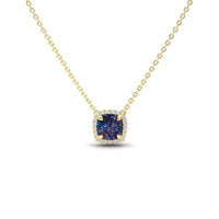 Lab Grown Alexandrite & Diamond Halo Necklace - Eileen