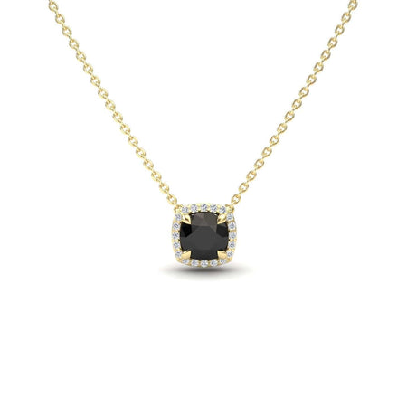 Black & White Diamond Halo Necklace - Eileen