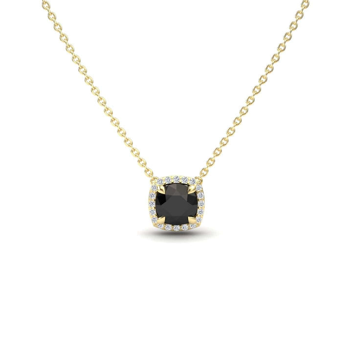 Black & White Diamond Halo Necklace - Eileen