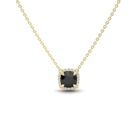 Black & White Diamond Halo Necklace - Eileen
