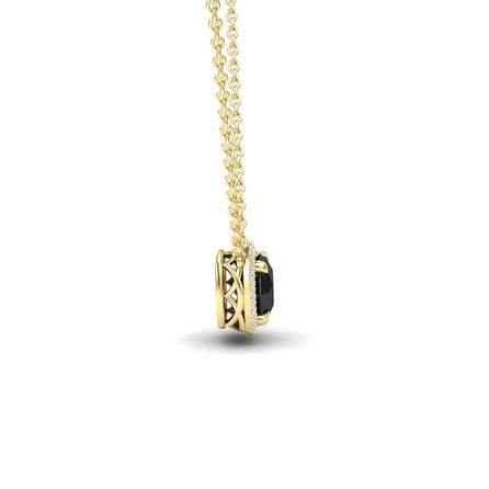 Black & White Diamond Halo Necklace - Eileen