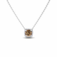 Brown & White Diamond Halo Necklace - Eileen