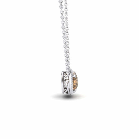 Brown & White Diamond Halo Necklace - Eileen