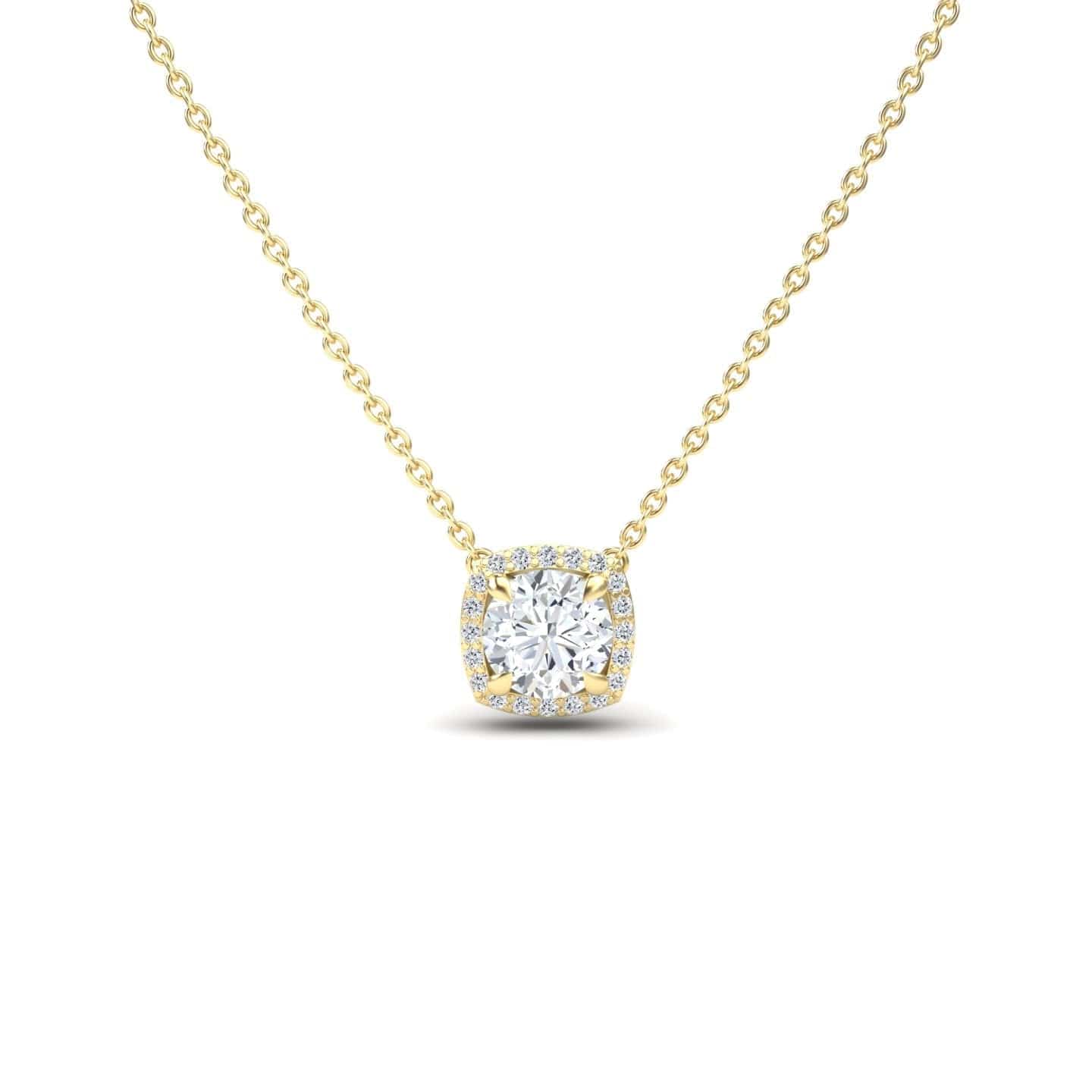 Lab Grown White Diamond Halo Necklace - Eileen