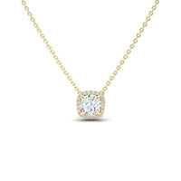 Lab Grown White Diamond Halo Necklace - Eileen
