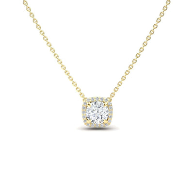 Lab Grown White Diamond Halo Necklace