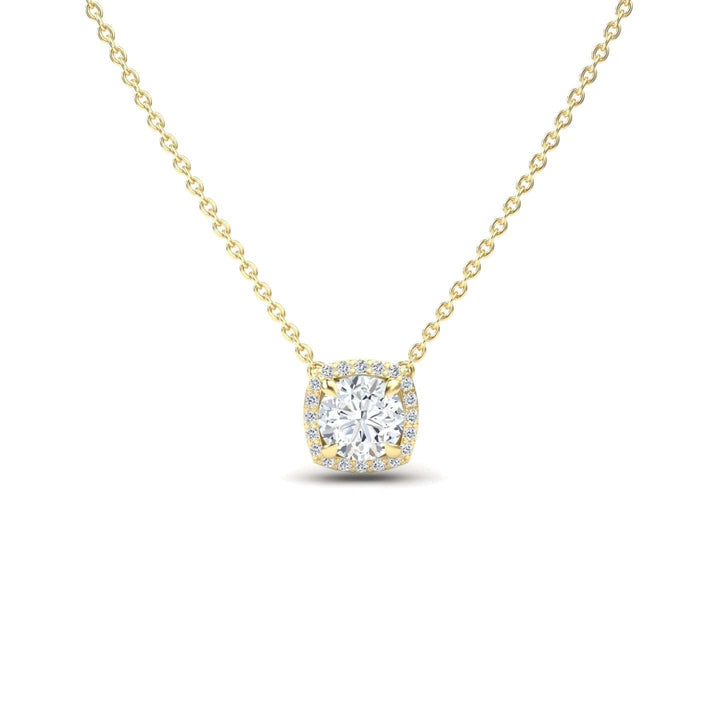 Lab Grown White Diamond Halo Necklace - Eileen