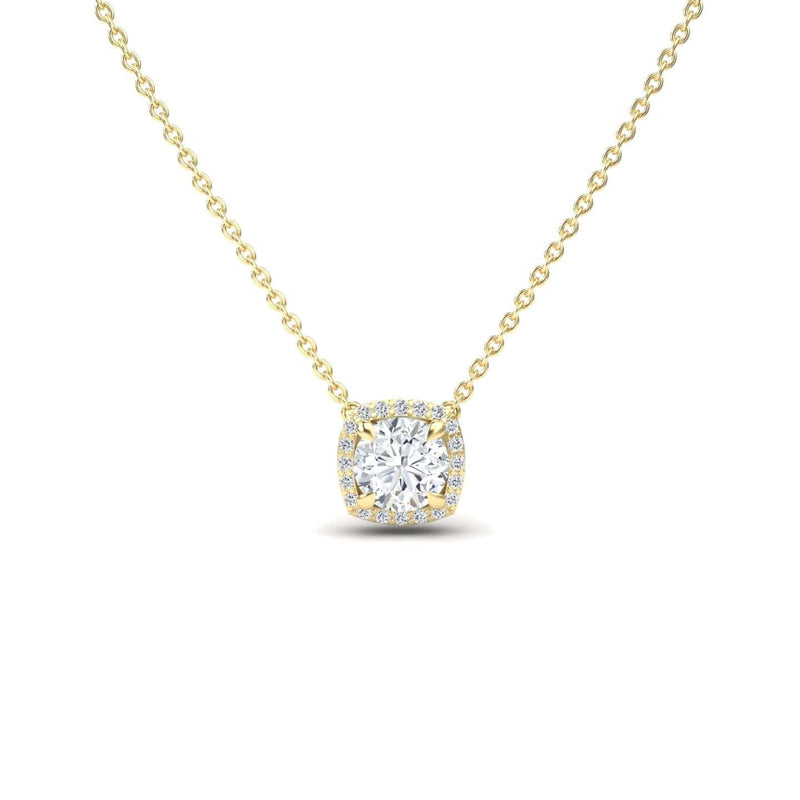 Lab Grown White Diamond Halo Necklace - Eileen