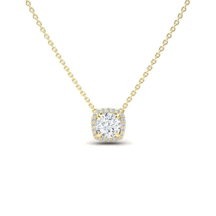Lab Grown White Diamond Halo Necklace - Eileen
