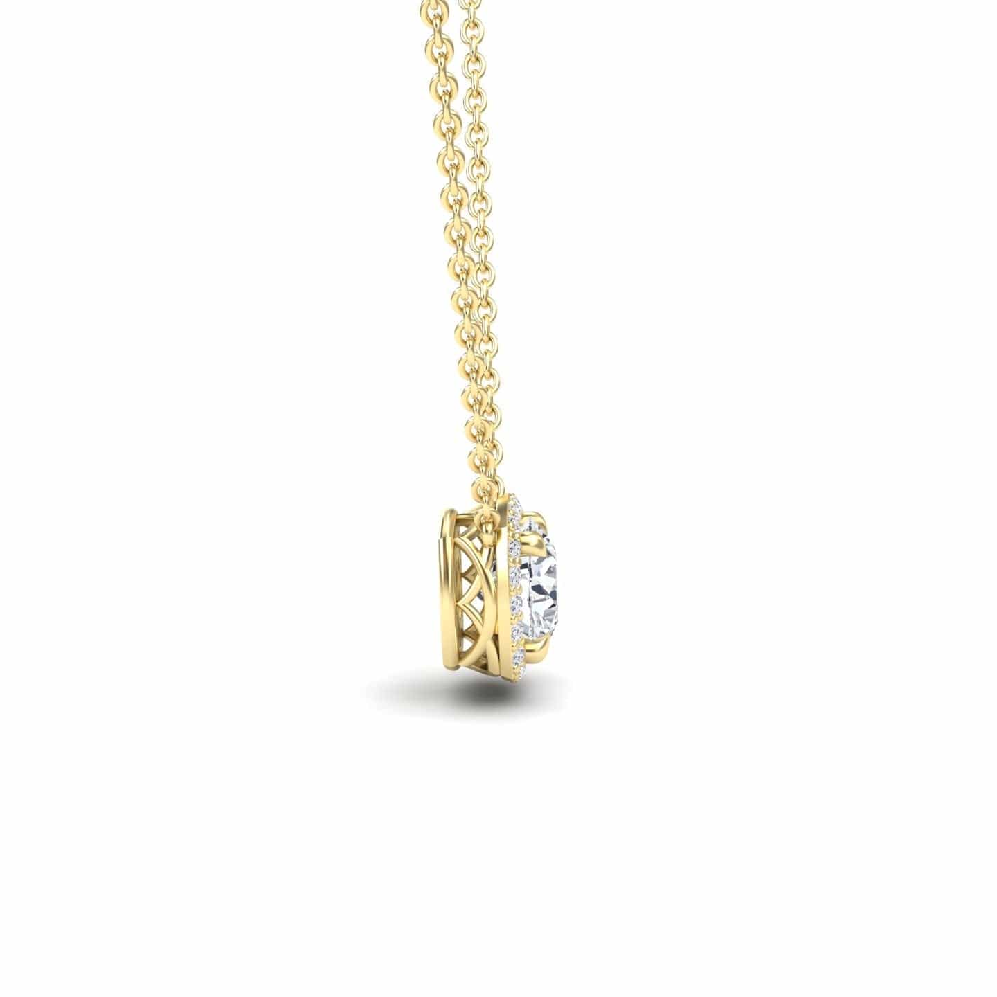 Lab Grown White Diamond Halo Necklace - Eileen