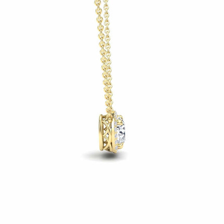 Lab Grown White Diamond Halo Necklace - Eileen