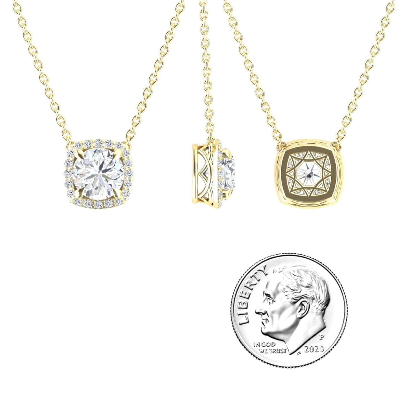 Lab Grown White Diamond Halo Necklace - Eileen