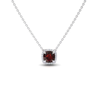 Garnet & Diamond Halo Necklace