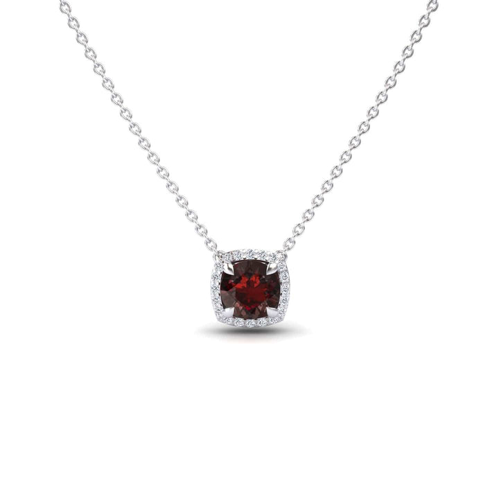 Garnet & Diamond Halo Necklace - Eileen