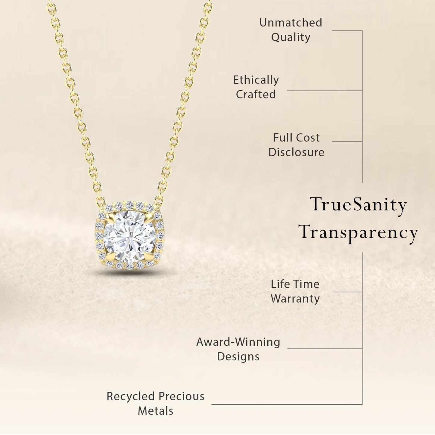 Lab Grown White Diamond Halo Necklace - Eileen