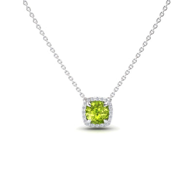 Peridot & Diamond Halo Necklace