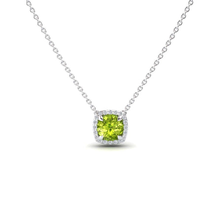 Peridot & Diamond Halo Necklace - Eileen