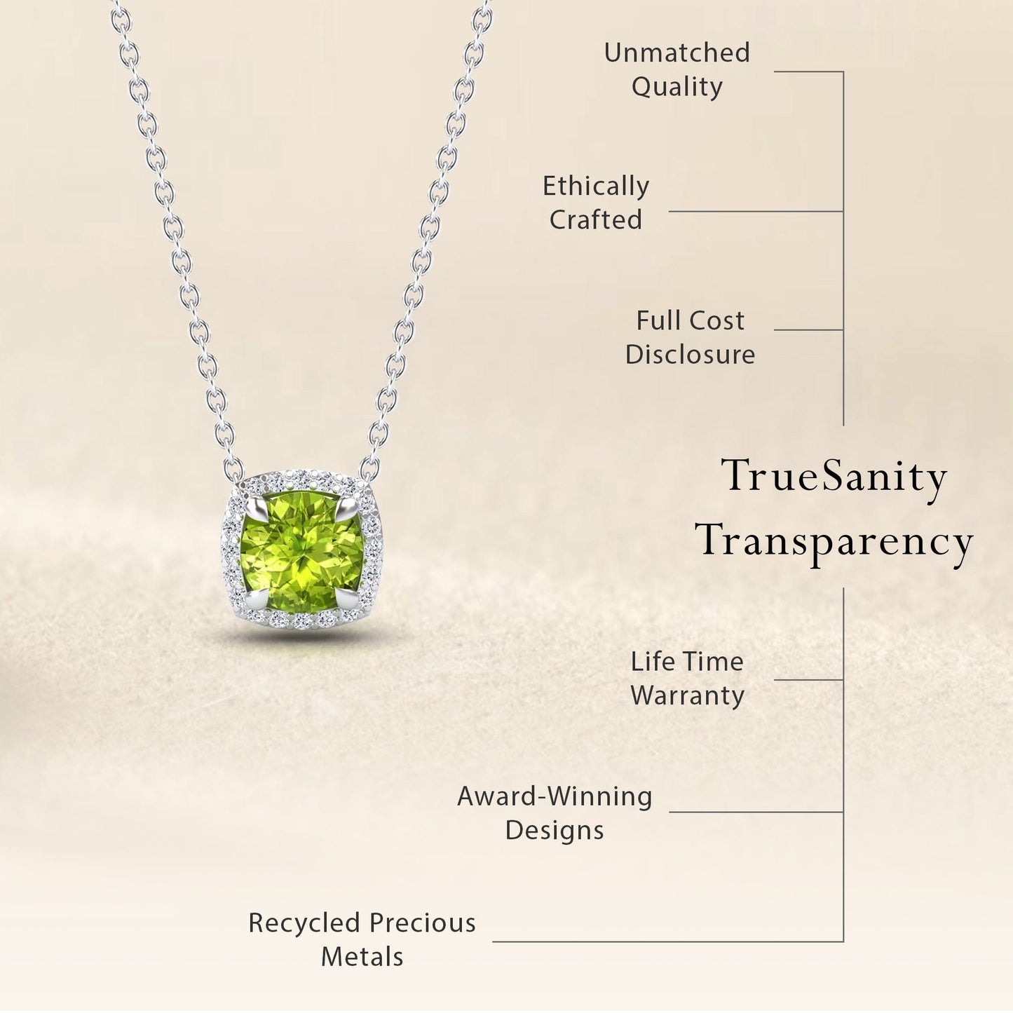 Peridot & Diamond Halo Necklace - Eileen