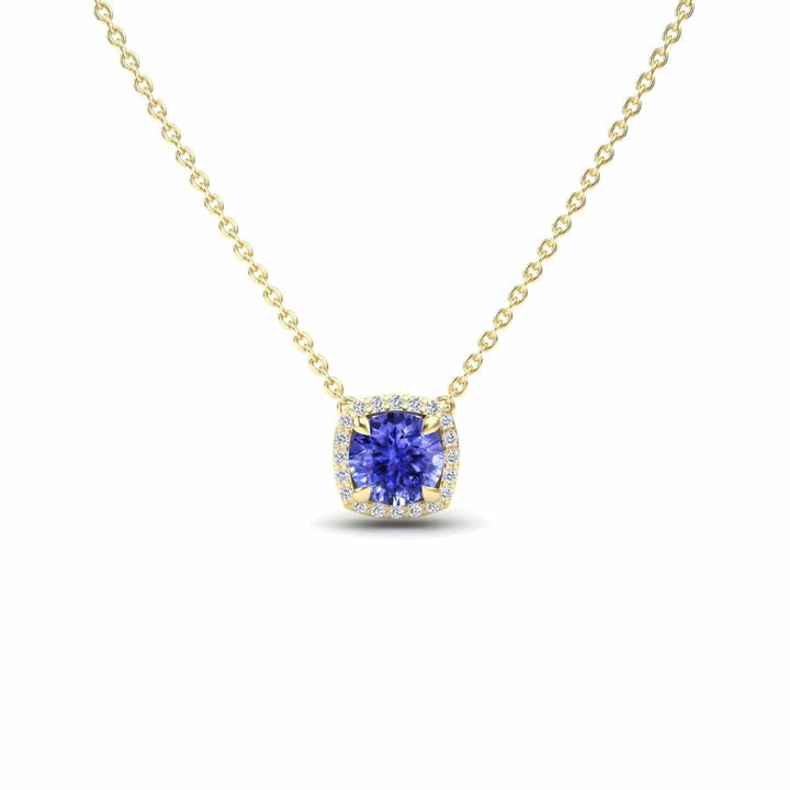 Tanzanite & Diamond Halo Necklace - Eileen