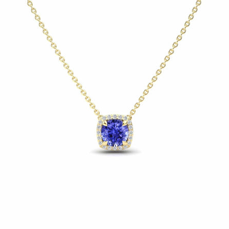Tanzanite & Diamond Halo Necklace - Eileen