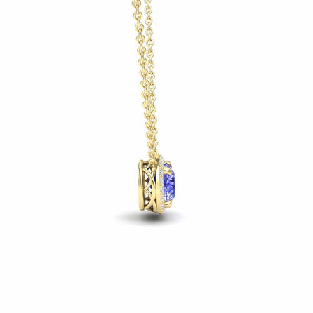 Tanzanite & Diamond Halo Necklace - Eileen