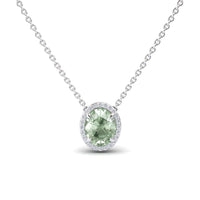 Green Amethyst & Diamond Halo Necklace - Fabiola