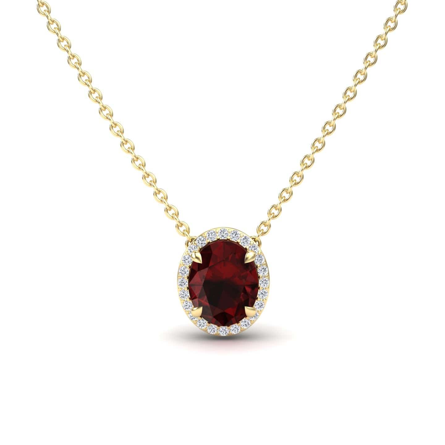 Garnet & Diamond Halo Necklace - Fabiola