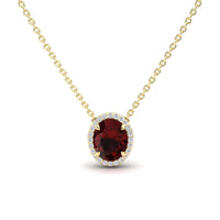 Garnet & Diamond Halo Necklace - Fabiola