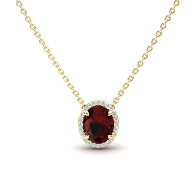 Garnet & Diamond Halo Necklace