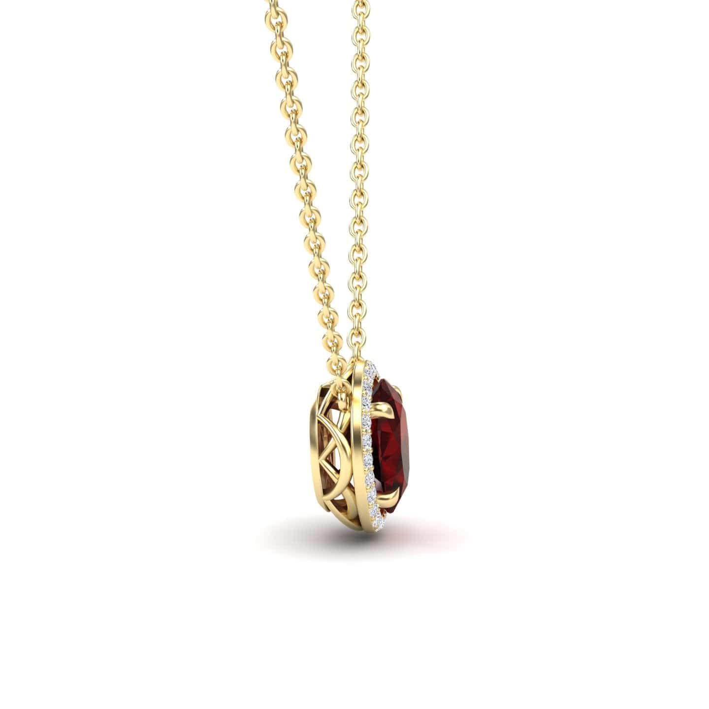 Garnet & Diamond Halo Necklace - Fabiola