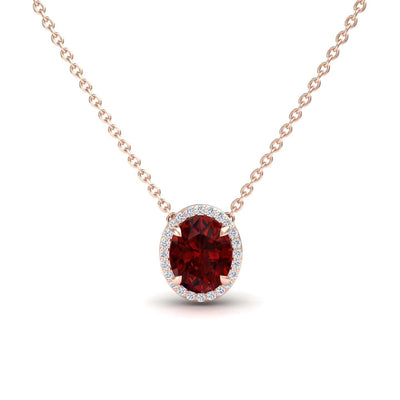 Lab Grown Ruby & Diamond Halo Necklace