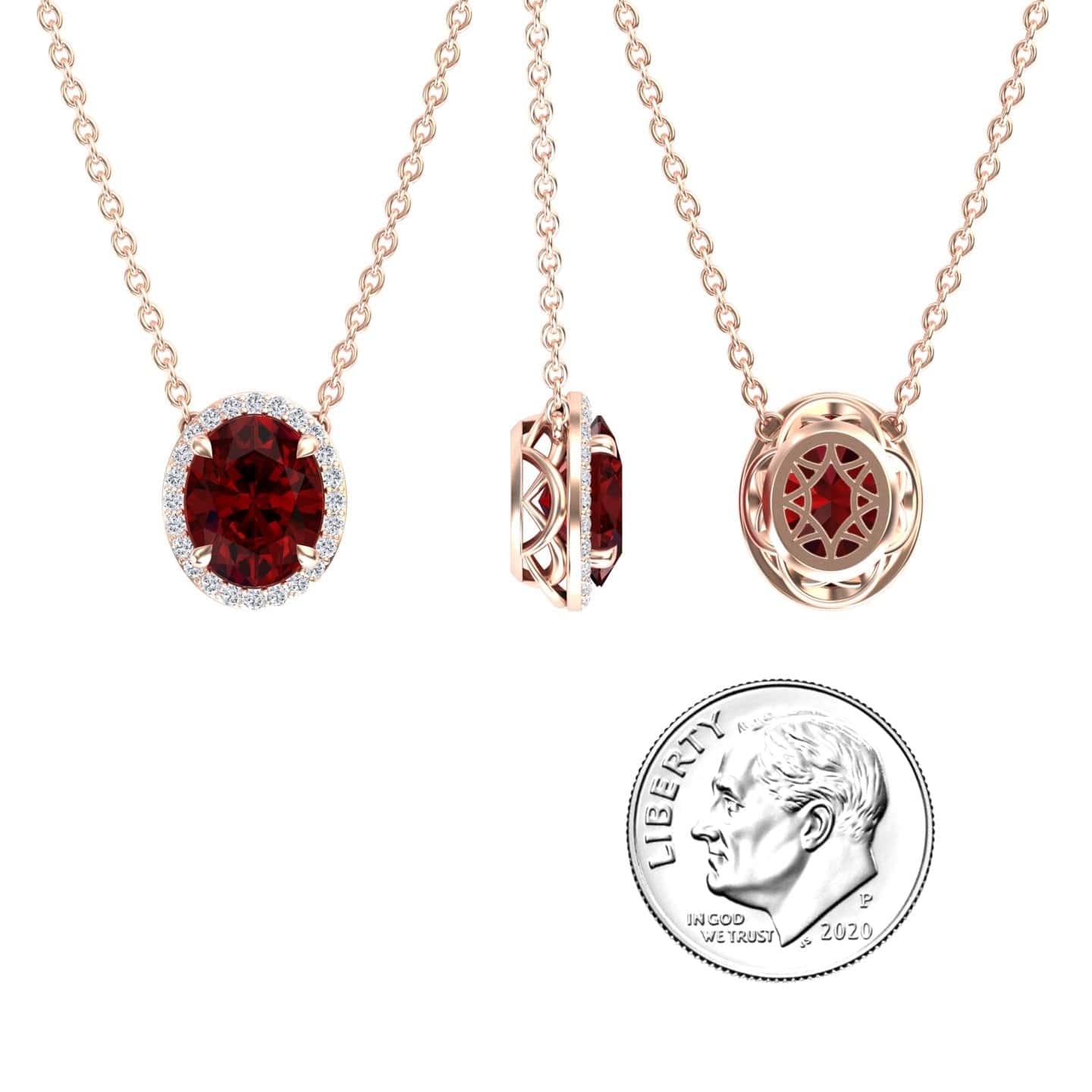 Lab Grown Ruby & Diamond Halo Necklace - Fabiola