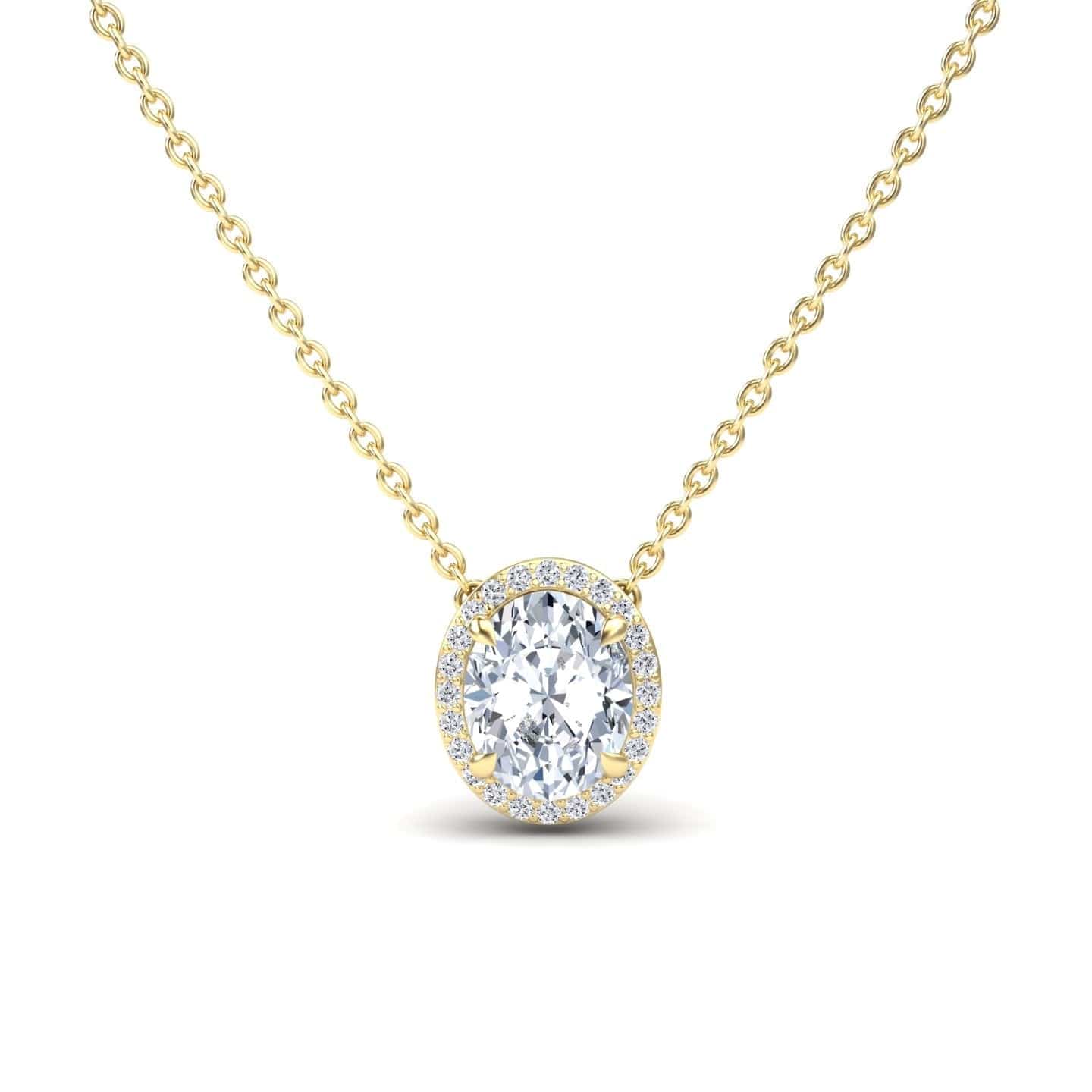 Moissanite & Diamond Halo Necklace - Fabiola